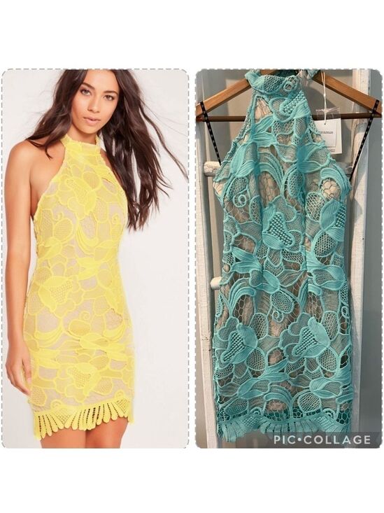 Missguided Dresses & Skirts - Missguided nwt mint lace and nude choker halter neck bodycon cocktail dress 4